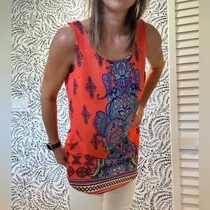 Beautiful orange and blue short midi dress or top